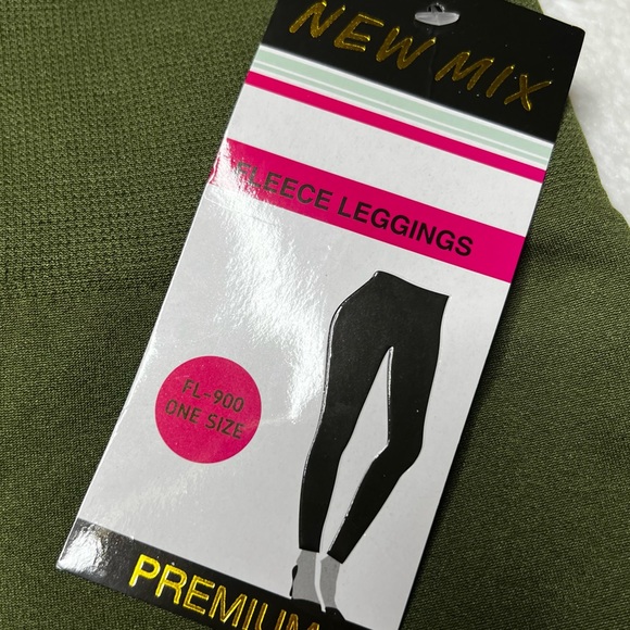 NWT New Mix Fleece Lined Hi Rise Full Length Seamless Leggings Olive Women’s OS - Picture 6 of 7